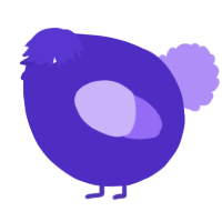 A indigo and lilac chicken