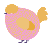 A pink and honey chicken with a lace pattern