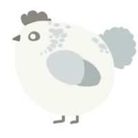 A white and silver chicken with a neck-speckle pattern