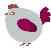A silver and maroon chicken