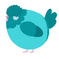 A aqua and teal chicken with a head pattern