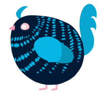 A tumblr and cerulean chicken with a bar pattern
