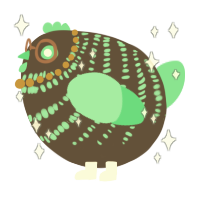 A bark and spring chicken with a bar pattern