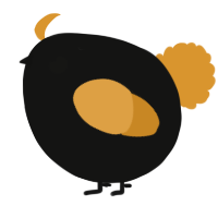 A black and orange chicken