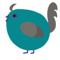 A teal and grey chicken