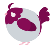 A mist and wine chicken with a head pattern