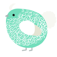 A mint and white chicken with a double-lace pattern