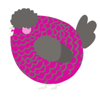 A fuchsia and grey chicken with a lace pattern