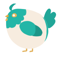 A cream and turquoise chicken with a head pattern