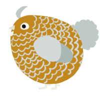 A ochre and silver chicken with a lace pattern