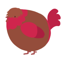A russet and crimson chicken with a head pattern