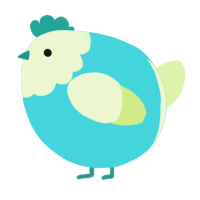 A aqua and apple chicken with a head pattern