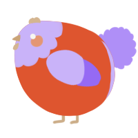 A vermilion and lilac chicken with a head pattern