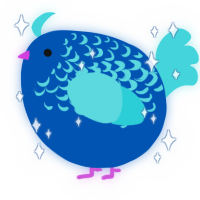 A ultramarine and aqua chicken with a half-lace pattern
