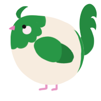 A cream and viridian chicken with a head pattern