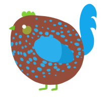 A russet and sky chicken with a speckle pattern