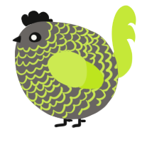 A grey and lime chicken with a lace pattern