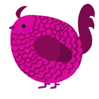 A fuchsia and wine chicken with a lace pattern