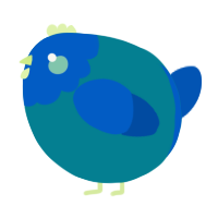 A sea and ultramarine chicken with a head pattern