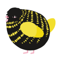 A sable and yellow chicken with a bar pattern
