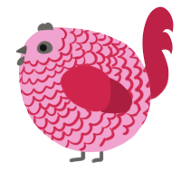 A pink and crimson chicken with a lace pattern