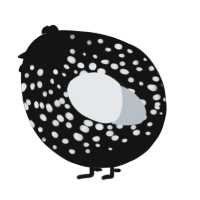A black and mist chicken with a speckle pattern