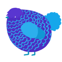 A indigo and sky chicken with a lace pattern