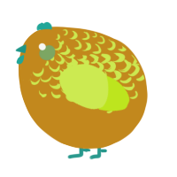 A ochre and lime chicken with a half-lace pattern