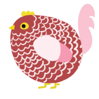 A red and rose chicken with a lace pattern