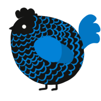 A black and sapphire chicken with a lace pattern