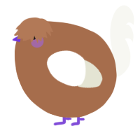 A brown and white chicken