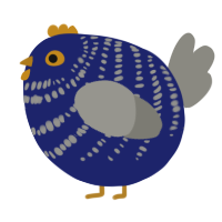 A navy and ash chicken with a bar pattern