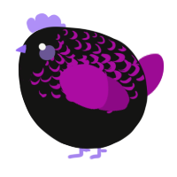A black and plum chicken with a half-lace pattern