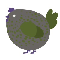A grey and olive chicken with a speckle pattern
