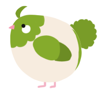 A cream and chartreuse chicken with a head pattern