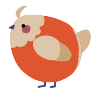 A vermilion and beige chicken with a head pattern