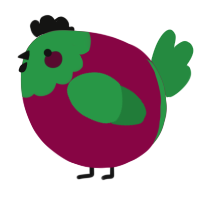 A maroon and viridian chicken with a head pattern