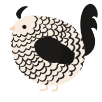 A cream and sable chicken with a lace pattern