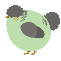A gluppy and grey chicken with a neck-band pattern