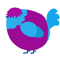 A plum and sky chicken with a head pattern