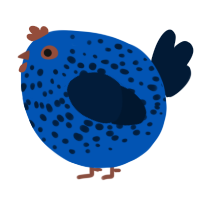 A ultramarine and tumblr chicken with a speckle pattern