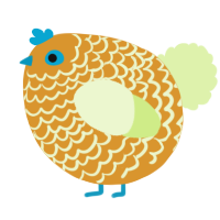 A orange and apple chicken with a lace pattern