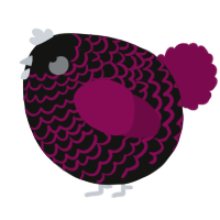 A black and wine chicken with a lace pattern