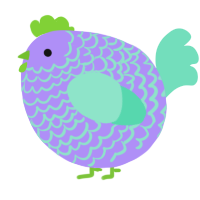A lilac and mint chicken with a lace pattern