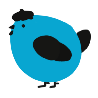 A cerulean and black chicken