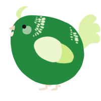 A viridian and apple chicken with a neck-band pattern