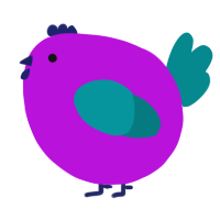 A amethyst and teal chicken