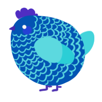 A ultramarine and aqua chicken with a lace pattern