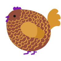 A russet and orange chicken with a lace pattern
