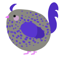 A ash and indigo chicken with a speckle pattern